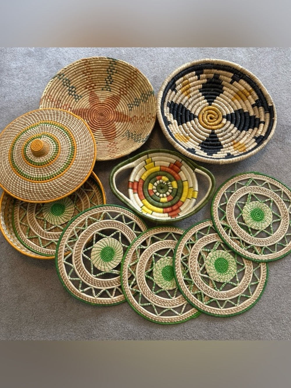 Handwoven Alaska Decorative Native Seagrass Basket Bowl Bundle